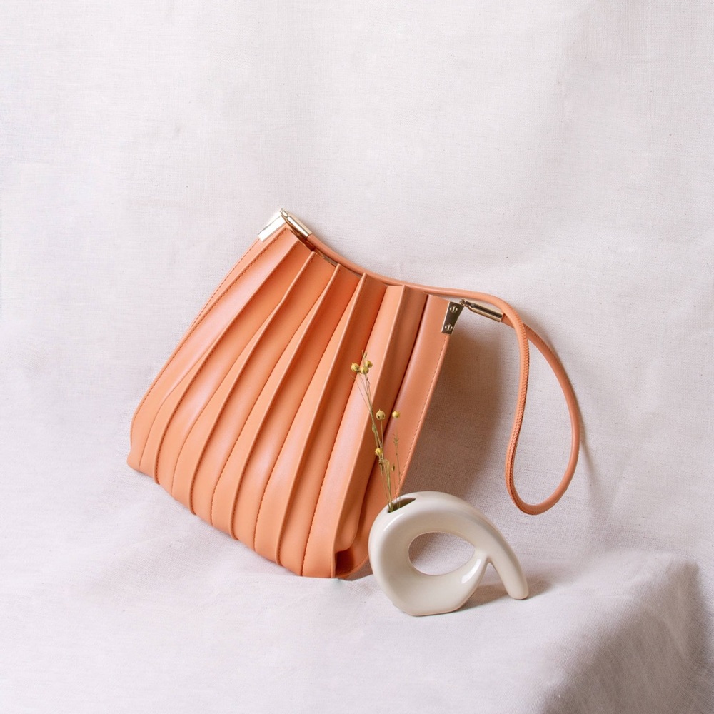 Carrie Pleated Vegan Shoulder Bag